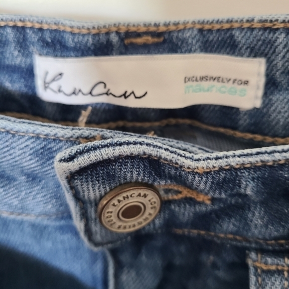 REPURPOSED Maurice's Patchwork Distressed Blue Denim Mini Skirt Size 27 - Picture 6 of 12